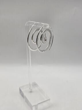 STERLING SILVER 925 ATI MEXICO Hammered Spiral Double Circle Hoops 1.5 " 7.57g